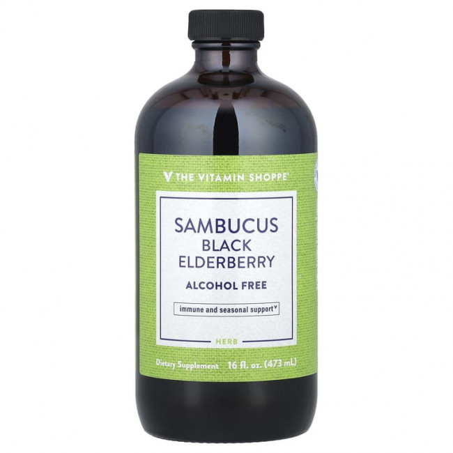 The Vitamin Shoppe, Sambucus, черная бузина, без спирта, 473 мл (16 жидк. Унций)