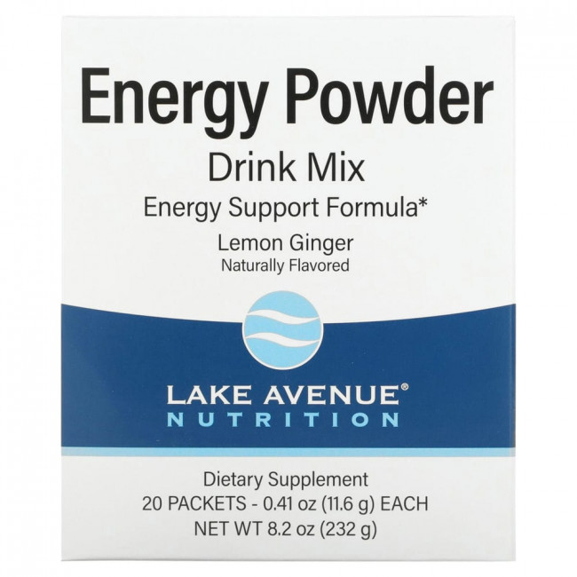 Lake Avenue Nutrition, Порошковая смесь для приготовления напитка, повышающего уровень энергии, 20 пакетиков по 11,6 г (0,41 унции) Lake Avenue Nutrition, Порошковая смесь для приготовления напитка, повышающего уровень энергии, 20 пакетиков по 11,6 г (0,41 унции)