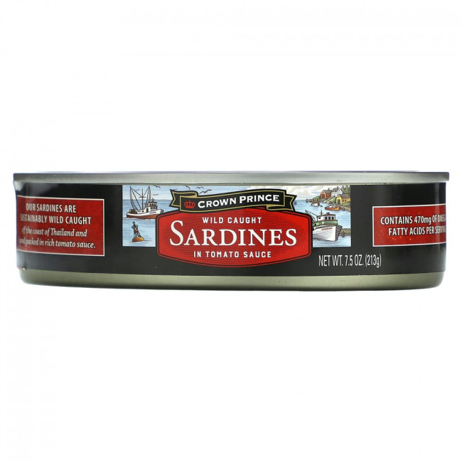 Crown Prince Natural, Wild Caught Sardines In Tomato Sauce, 7.5 oz (213 g) Crown Prince Natural, Wild Caught Sardines In Tomato Sauce, 7.5 oz (213 g)