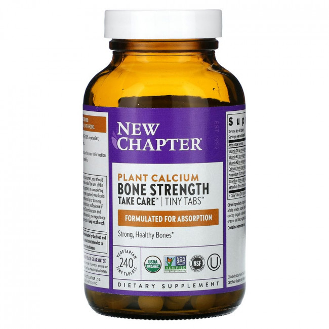 New Chapter, Bone Strength Take Care, добавка для укрепления костей с растительным кальцием, 240 вегетарианских мини-таблеток New Chapter, Bone Strength Take Care, добавка для укрепления костей с растительным кальцием, 240 вегетарианских мини-таблеток
