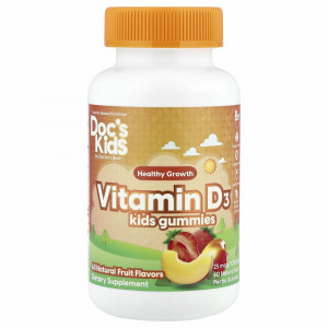 Doctor's Best, Doc's Kids, жевательные таблетки с витамином D3, полностью натуральные фрукты, 25 мкг (1000 МЕ), 60 жевательных таблеток с натуральным фруктовым пектином Doctor's Best, Doc's Kids, жевательные таблетки с витамином D3, полностью натуральные фрукты, 25 мкг (1000 МЕ), 60 жевательных таблеток с натуральным фруктовым пектином