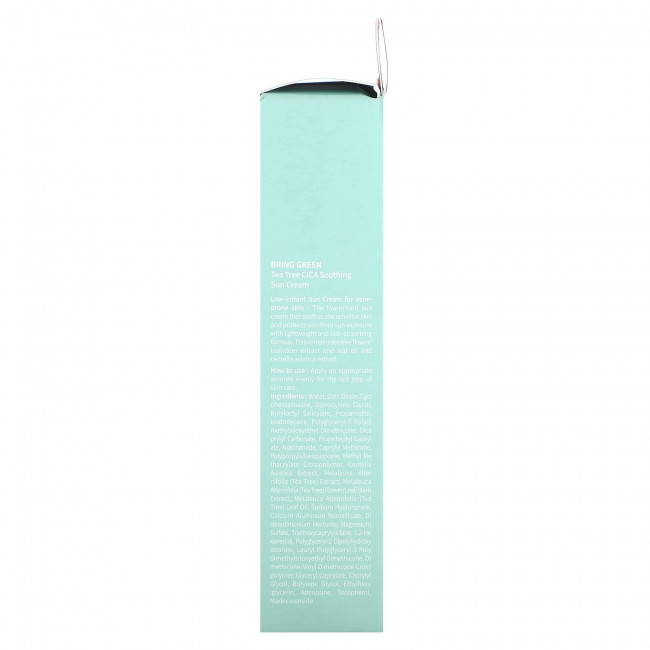 Bring Green, Успокаивающий солнцезащитный крем Tea Tree CICA, SPF 50+ PA ++++, 50 мл (1,69 жидк. Унции) Bring Green, Успокаивающий солнцезащитный крем Tea Tree CICA, SPF 50+ PA ++++, 50 мл (1,69 жидк. Унции)