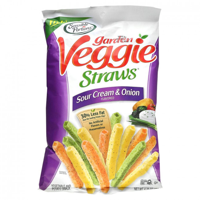 Sensible Portions, Garden Veggie Straws, Sour Cream & Onion, 4.25 oz (120 g)