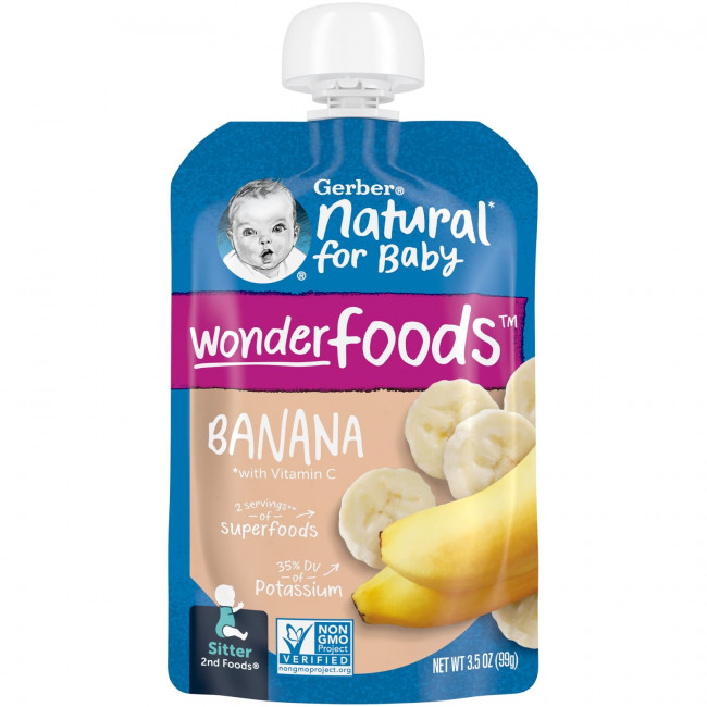 Gerber, Natural for Baby, Wonder Foods, 2nd Foods, банан, 99 г (3,5 унции) Gerber, Natural for Baby, Wonder Foods, 2nd Foods, банан, 99 г (3,5 унции)