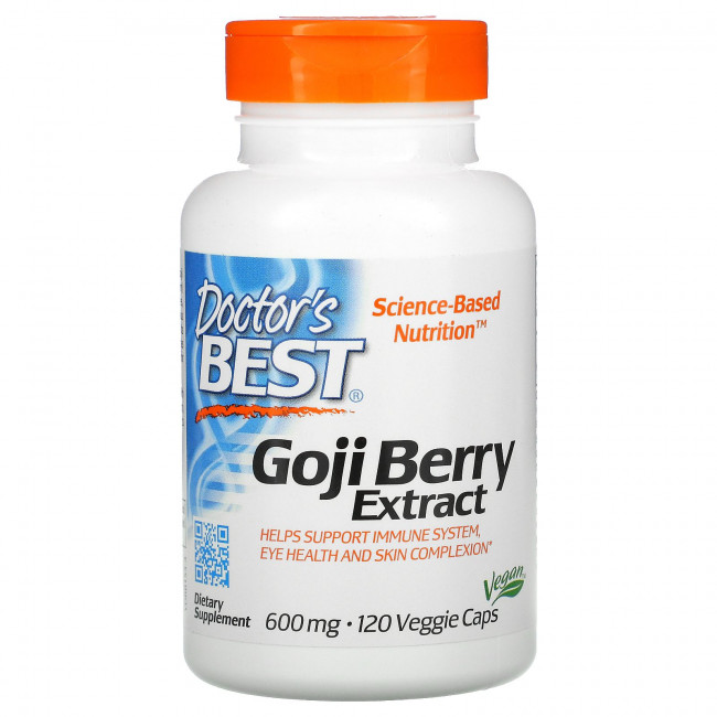 Doctor's Best, Экстракт ягод годжи, 600 мг, 120 вегетарианских капсул Doctor's Best, Экстракт ягод годжи, 600 мг, 120 вегетарианских капсул