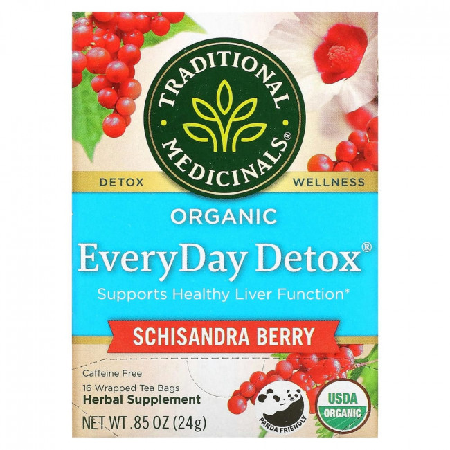 Traditional Medicinals, Organic EveryDay Detox, без кофеина, лимонник, 16 чайных пакетиков в упаковке, 24 г (0,85 унции) Traditional Medicinals, Organic EveryDay Detox, без кофеина, лимонник, 16 чайных пакетиков в упаковке, 24 г (0,85 унции)