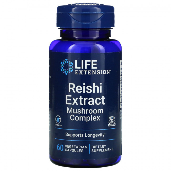Life Extension, Комплекс с экстрактом грибов рейши, 60 вегетарианских капсул Life Extension, Комплекс с экстрактом грибов рейши, 60 вегетарианских капсул