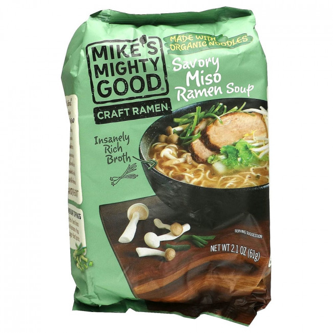 Mike's Mighty Good, Craft Ramen, пикантный суп из мисо рамен, 61 г (2,1 унции) Mike's Mighty Good, Craft Ramen, пикантный суп из мисо рамен, 61 г (2,1 унции)