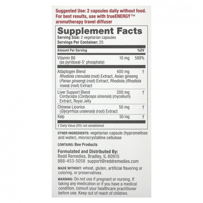Redd Remedies, TrueEnergy, 50 Vegetarian Capsules