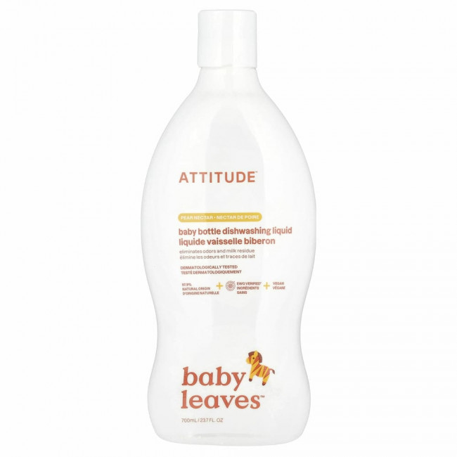 ATTITUDE, Little One, жидкость для мытья детских бутылочек и посуды, грушевый нектар, 700 мл (23,7 жидк. унции) ATTITUDE, Little One, жидкость для мытья детских бутылочек и посуды, грушевый нектар, 700 мл (23,7 жидк. унции)