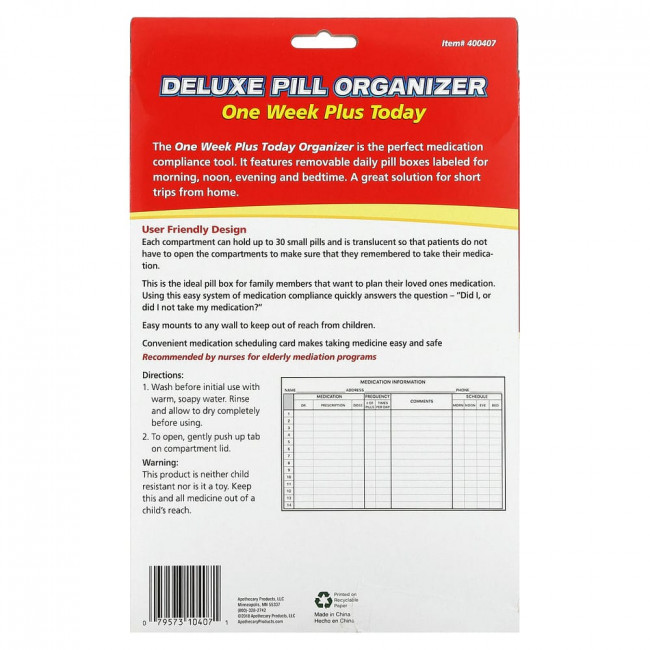 Ezy Dose, One Week Plus Today Deluxe Pill Organizer, 1 Count