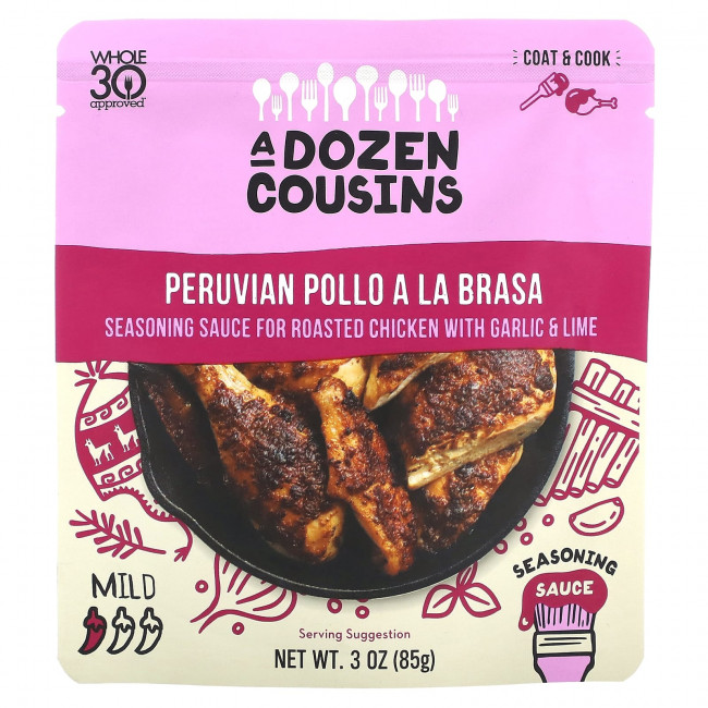 A Dozen Cousins, Перуанский Pollo A La Brasa, приправочный соус, мягкий, 85 г (3 унции) A Dozen Cousins, Перуанский Pollo A La Brasa, приправочный соус, мягкий, 85 г (3 унции)