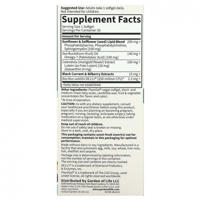 Garden of Life, Herbals, Eye Health, Berry, 30 Vegan Softgels