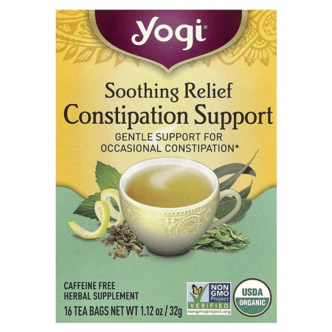 Yogi Tea, Успокаивающее средство для облегчения запоров, без кофеина, 16 чайных пакетиков, 32 г (1,12 унции) Yogi Tea, Успокаивающее средство для облегчения запоров, без кофеина, 16 чайных пакетиков, 32 г (1,12 унции)