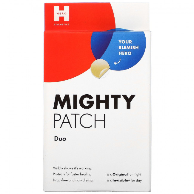 Hero Cosmetics, Mighty Patch Duo, 6 Original + 6 Invisible+ Patches Hero Cosmetics, Mighty Patch Duo, 6 Original + 6 Invisible+ Patches