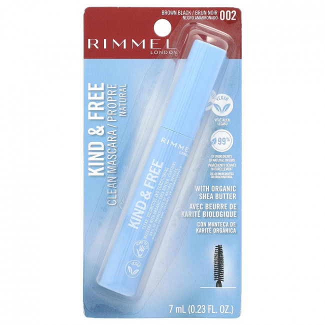 Тушь для ресниц Rimmel London Kind & Free Clean Mascara, оттенок 002 коричнево-черный, 7 мл (снята с производства)