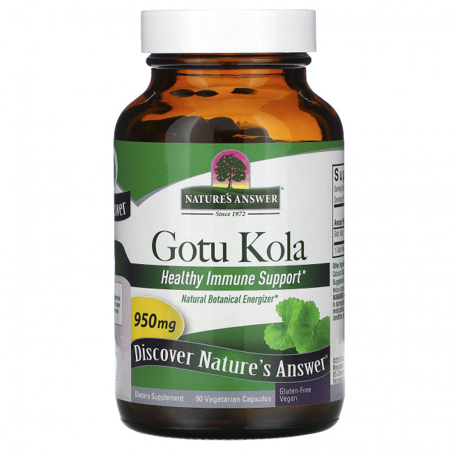 Nature's Answer, готу кола, 475 мг, 90 вегетарианских капсул Nature's Answer, готу кола, 475 мг, 90 вегетарианских капсул
