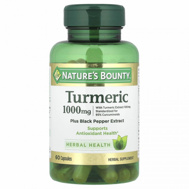 Nature's Bounty, куркума с экстрактом черного перца, 1000 мг, 60 капсул