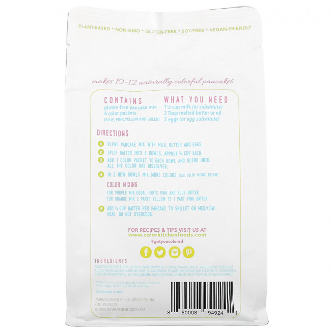 ColorKitchen, радужная смесь для приготовления блинов, 335 г (11,82 унции) ColorKitchen, радужная смесь для приготовления блинов, 335 г (11,82 унции)