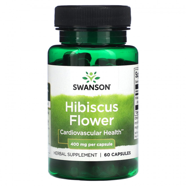 Swanson, Цветок гибискуса, 400 мг, 60 капсул Swanson, Цветок гибискуса, 400 мг, 60 капсул