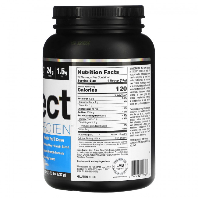 PEScience, Select Protein, Amazing Gourmet Vanilla, 837 г (1,85 фунта) PEScience, Select Protein, Amazing Gourmet Vanilla, 837 г (1,85 фунта)