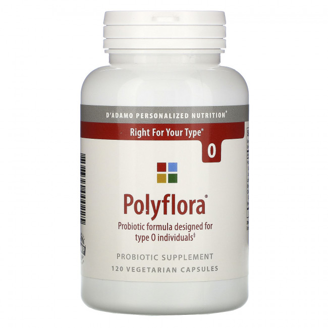 D'adamo, Polyflora, пробиотическая формула, разработанная для группы крови O, 120 вегетарианских капсул D'adamo, Polyflora, пробиотическая формула, разработанная для группы крови O, 120 вегетарианских капсул