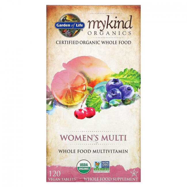 Garden of Life, KIND Organics, Мультивитамины для женщин, 120 веганских таблеток Garden of Life, KIND Organics, Мультивитамины для женщин, 120 веганских таблеток