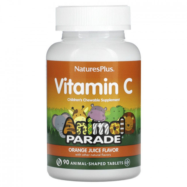 NaturesPlus, Source of Life, Animal Parade, витамин C, вкус натурального апельсинового сока, 90 таблеток в форме животных NaturesPlus, Source of Life, Animal Parade, витамин C, вкус натурального апельсинового сока, 90 таблеток в форме животных