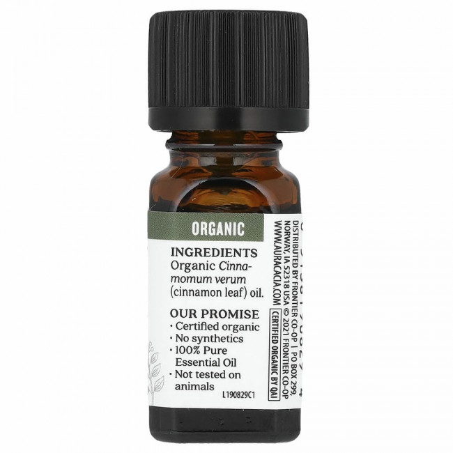 Aura Cacia, Органическое масло из листьев корицы, 0,25 жидких унций (7,4 мл)