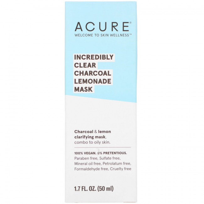 Acure, Incredibly Clear, косметическая маска с углем и лимоном, 50 мл (1,7 жидк. унции)