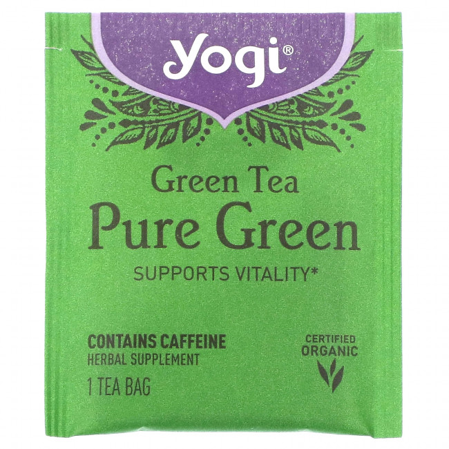 Yogi Tea, Зеленый чай «Чистый зеленый», 16 пакетиков, 1,09 унции (31 г) Yogi Tea, Зеленый чай «Чистый зеленый», 16 пакетиков, 1,09 унции (31 г)