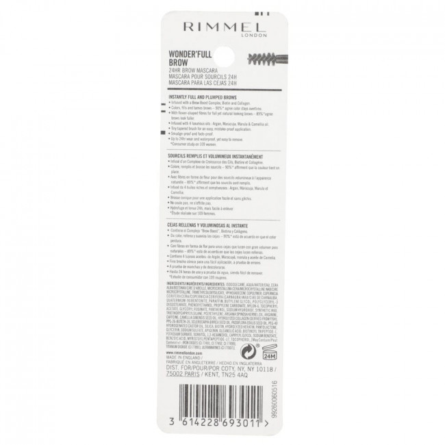 Rimmel London, Wonder'Full Brow, водостойкая подводка для бровей, оттенок 002 Medium Brown, 4,5 мл (снята с производства)