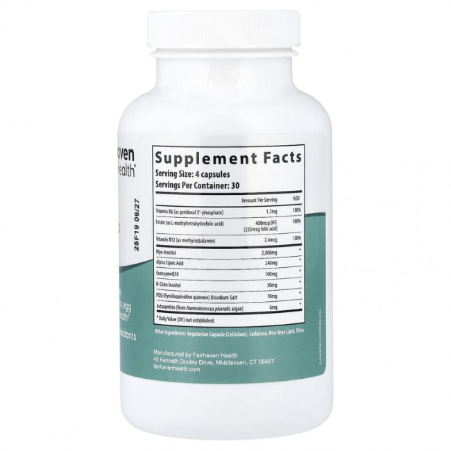 Fairhaven Health, PQQ + мио + D-хироинозитол, 120 капсул Fairhaven Health, PQQ + мио + D-хироинозитол, 120 капсул