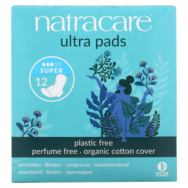 Natracare, Ultra, прокладки , поверхность из органического хлопка, супер, 12 штук Natracare, Ultra, прокладки , поверхность из органического хлопка, супер, 12 штук