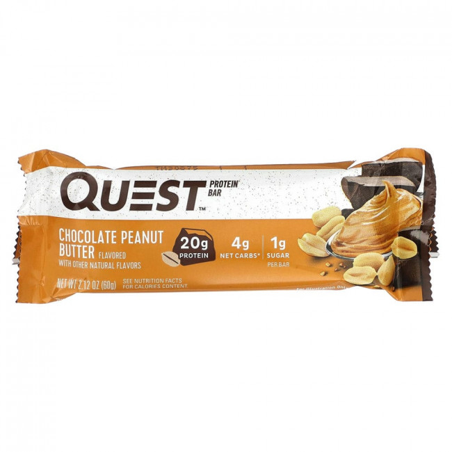 Quest Nutrition, протеиновый батончик, с шоколадно-арахисовым маслом, 12 батончиков, весом 60 г (2,12 унции) каждый Quest Nutrition, протеиновый батончик, с шоколадно-арахисовым маслом, 12 батончиков, весом 60 г (2,12 унции) каждый