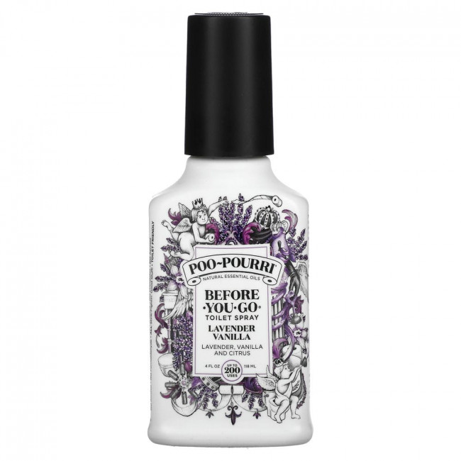 Poo-Pourri, Туалетный спрей Before-You-Go, лаванда, ваниль, 4 жидких унции (118 мл) Poo-Pourri, Туалетный спрей Before-You-Go, лаванда, ваниль, 4 жидких унции (118 мл)