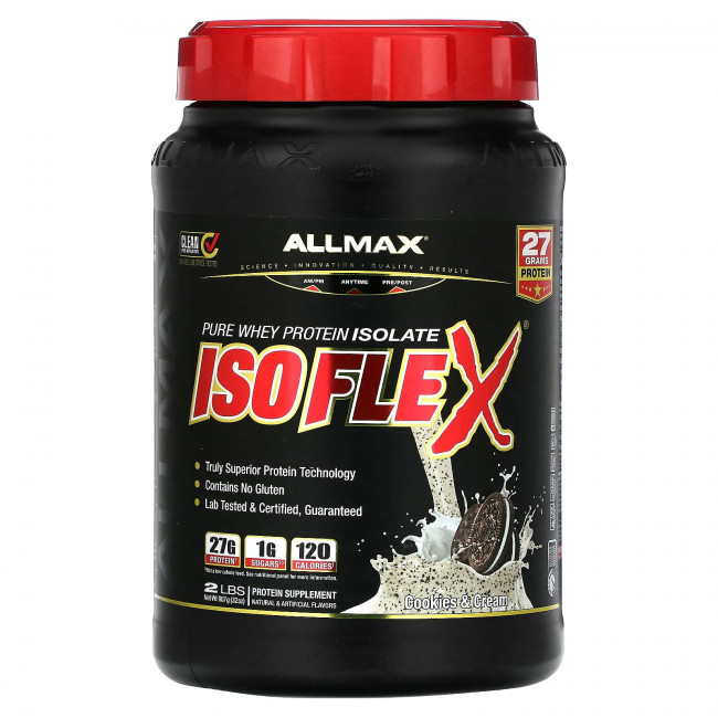 ALLMAX, Isoflex, изолят сывороточного протеина, печенье и сливки, 907 г (2 фунта) ALLMAX, Isoflex, изолят сывороточного протеина, печенье и сливки, 907 г (2 фунта)