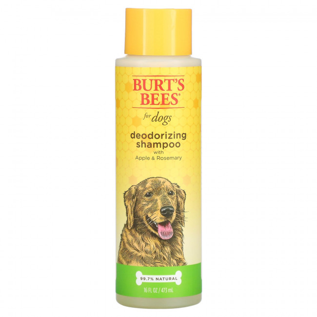 Burt's Bees, Дезодорирующий шампунь для собак с яблоком и розмарином, 473 мл (16 жидк. Унций) Burt's Bees, Дезодорирующий шампунь для собак с яблоком и розмарином, 473 мл (16 жидк. Унций)