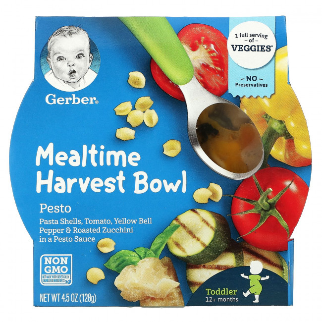 Gerber, Mealtime Harvest Bowl, Toddler, 12+ Months, Pesto, 4.5 oz (128 g) Gerber, Mealtime Harvest Bowl, Toddler, 12+ Months, Pesto, 4.5 oz (128 g)