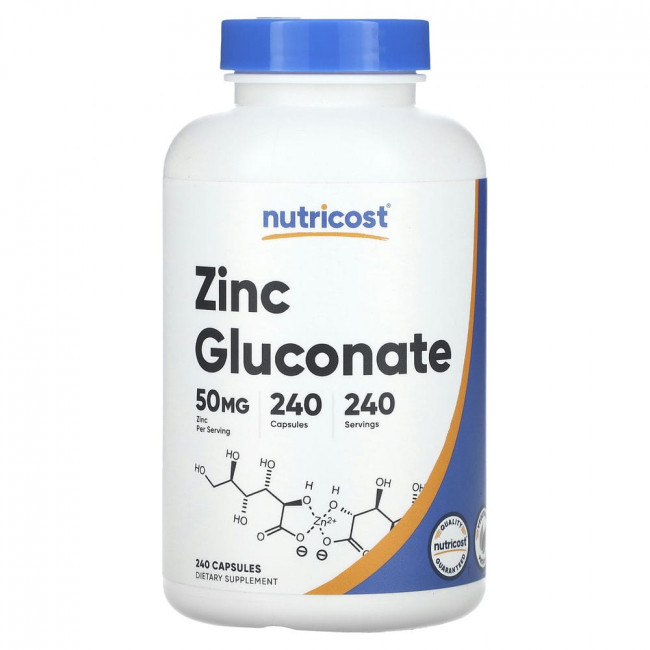 Nutricost, Zinc Gluconate, 50 mg, 240 Capsules