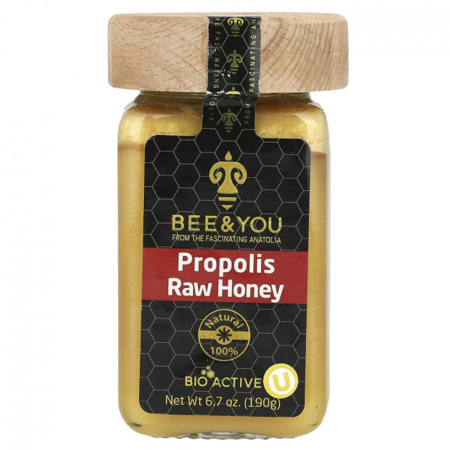 Bee & You, прополисный натуральный мед, 190 г Bee & You, прополисный натуральный мед, 190 г