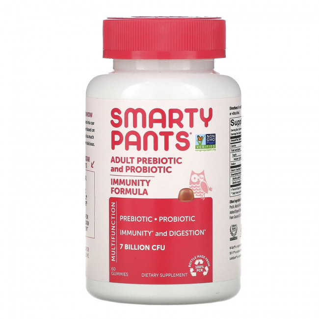 SmartyPants, пребиотики и пробиотики для взрослых, клубничный крем, 7 млрд КОЕ, 60 жевательных таблеток SmartyPants, пребиотики и пробиотики для взрослых, клубничный крем, 7 млрд КОЕ, 60 жевательных таблеток