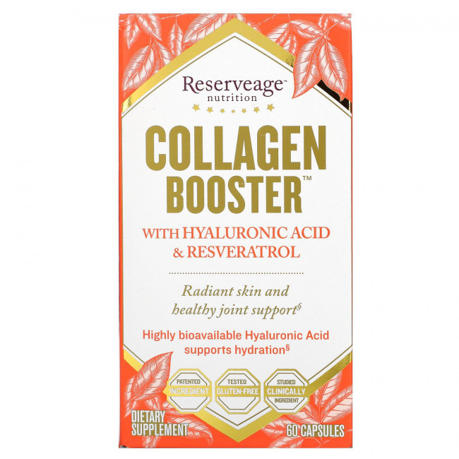 ReserveAge Nutrition, Collagen Booster с гиалуроновой кислотой и ресвератролом, 60 капсул ReserveAge Nutrition, Collagen Booster с гиалуроновой кислотой и ресвератролом, 60 капсул