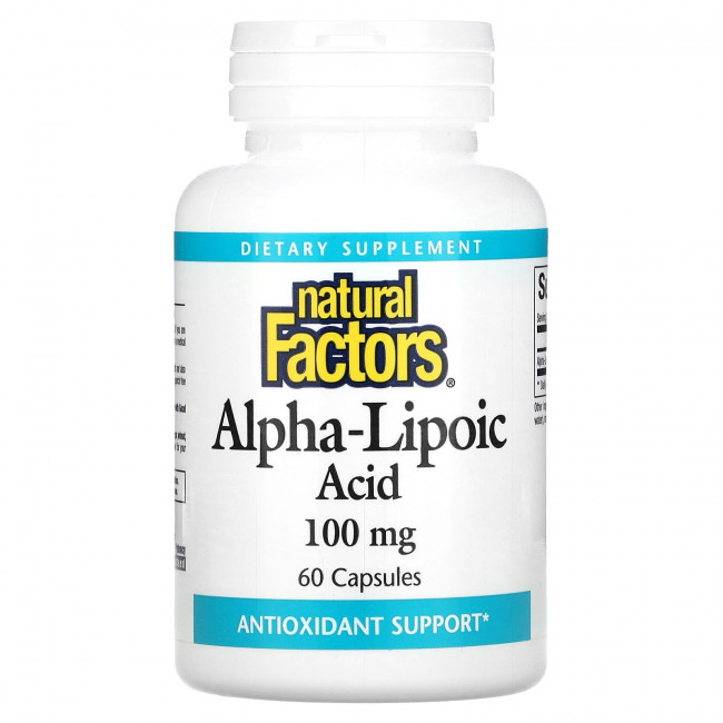 Natural Factors, Альфа-липоевая кислота, 100 мг, 60 капсул Natural Factors, Альфа-липоевая кислота, 100 мг, 60 капсул