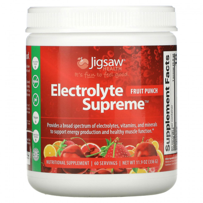 Jigsaw Health, Electrolyte Supreme, фруктовый пунш, 336 г (11,9 унции) Jigsaw Health, Electrolyte Supreme, фруктовый пунш, 336 г (11,9 унции)