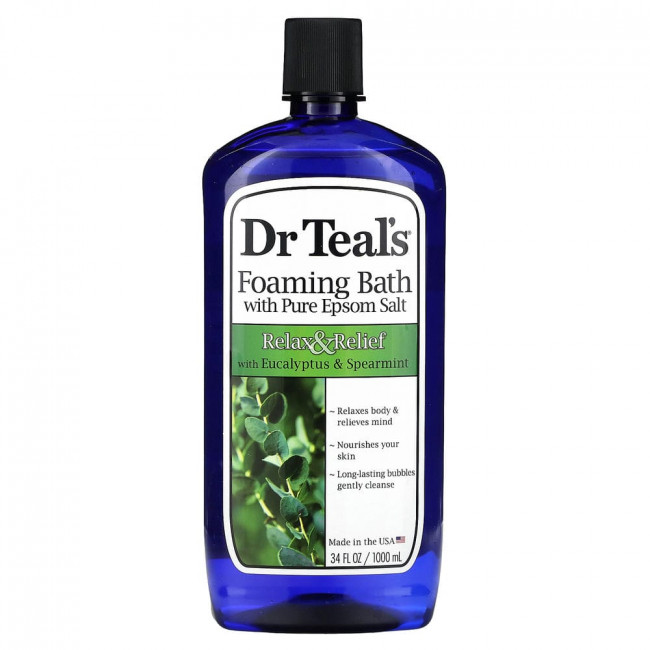 Dr. Teals, Foaming Bath With Pure Epsom Salt, With Eucalyptus & Spearmint, 34 fl oz (1,000 ml)