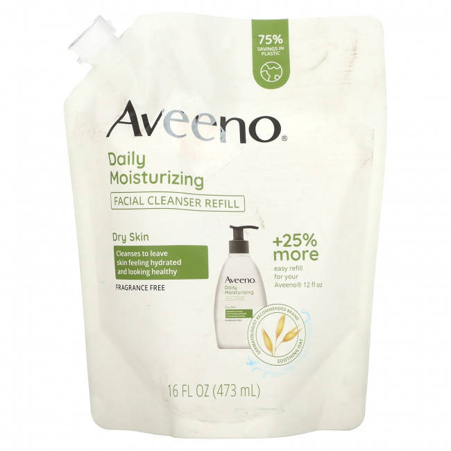 Aveeno, Ежедневное увлажнение, очищающее средство для лица, для сухой кожи, без отдушек, 16 жидк. Унций (473 мл) Aveeno, Ежедневное увлажнение, очищающее средство для лица, для сухой кожи, без отдушек, 16 жидк. Унций (473 мл)