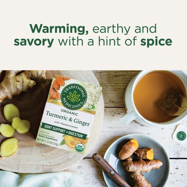 Traditional Medicinals, Органическая куркума с таволгой и имбирем, без кофеина, 16 чайных пакетиков в упаковке, 32 г (1,13 унции) Traditional Medicinals, Органическая куркума с таволгой и имбирем, без кофеина, 16 чайных пакетиков в упаковке, 32 г (1,13 унции)