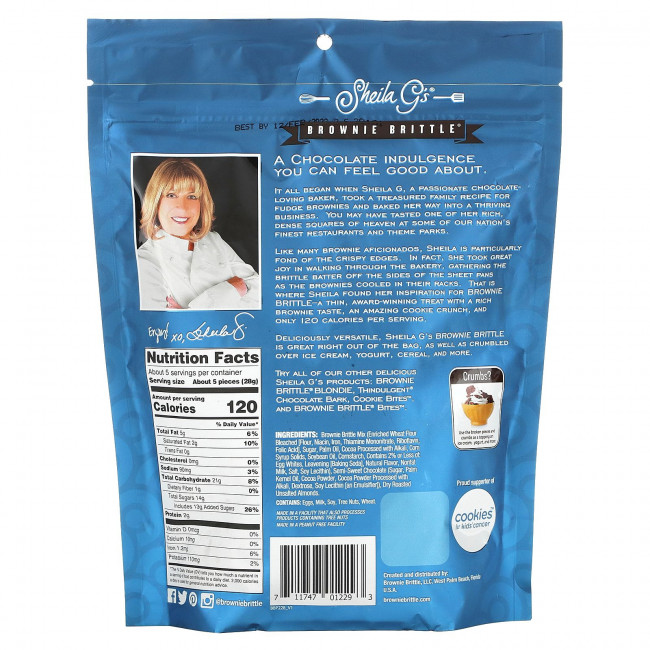 Sheila G's, Brownie Brittle, шоколадно-миндальный, 5 унций (142 г) Sheila G's, Brownie Brittle, шоколадно-миндальный, 5 унций (142 г)