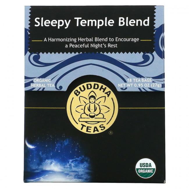 Buddha Teas, Органический травяной чай, смесь для сна, 18 чайных пакетиков, 27 г (0,95 унции) Buddha Teas, Органический травяной чай, смесь для сна, 18 чайных пакетиков, 27 г (0,95 унции)